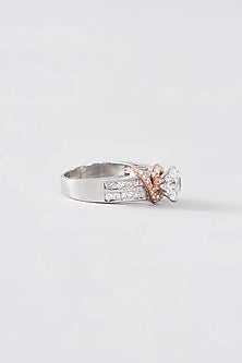 Two Tone Finish CZ Ring In Sterling Silver
