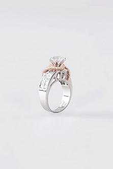 Two Tone Finish CZ Ring In Sterling Silver