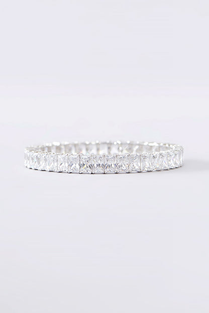 White Finish CZ Bangle In Sterling Silver