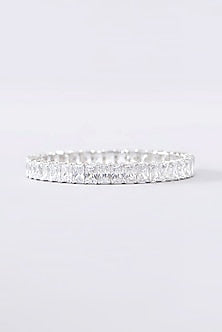 White Finish CZ Bangle In Sterling Silver