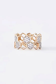 Rose Gold Finish CZ Ring In Sterling Silver