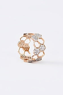 Rose Gold Finish CZ Ring In Sterling Silver