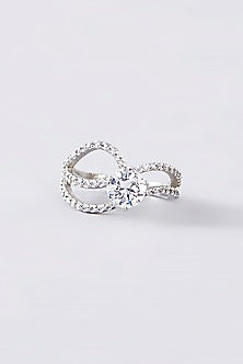White Finish CZ Ring In Sterling Silver