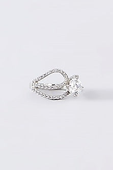 White Finish CZ Ring In Sterling Silver