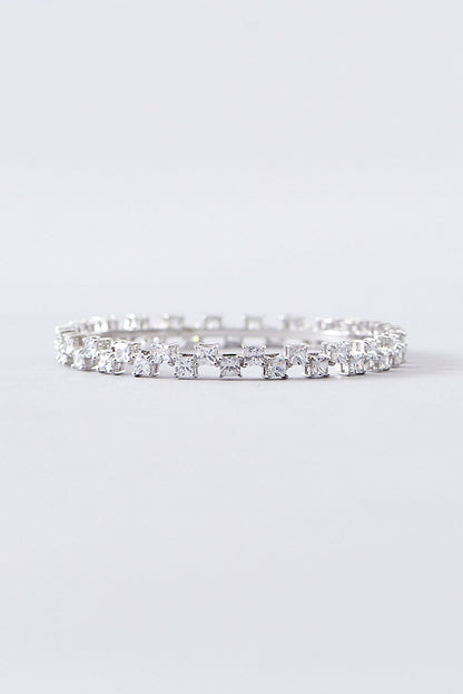 White Finish CZ Bangle In Sterling Silver