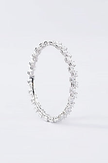 White Finish CZ Bangle In Sterling Silver