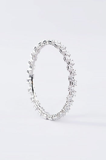 White Finish CZ Bangle In Sterling Silver