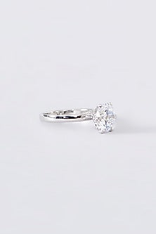White Finish CZ Ring In Sterling Silver