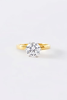 Gold Finish CZ Ring In Sterling Silver