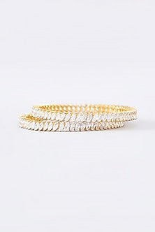 Gold Finish CZ Bangle In Sterling Silver