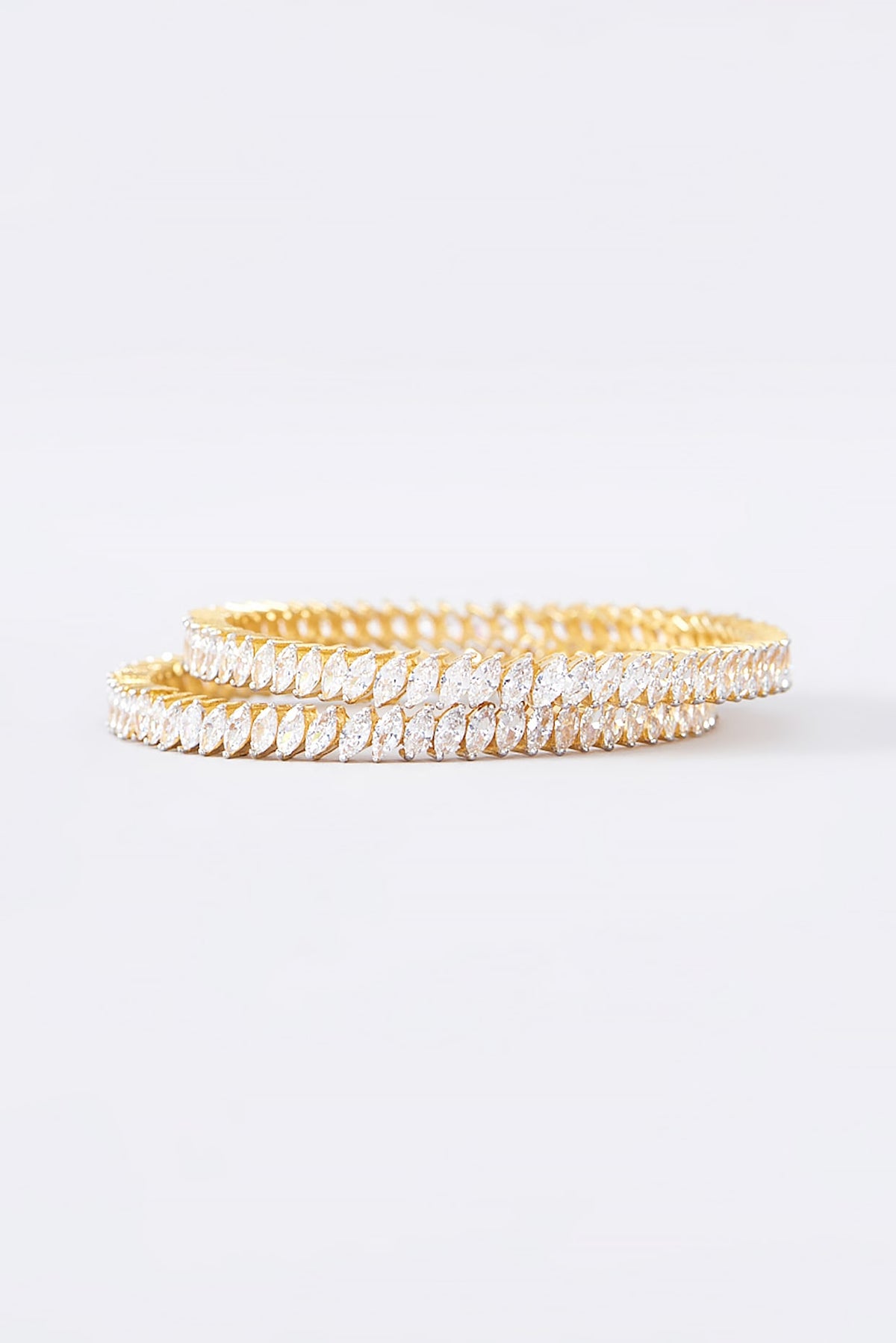 Gold Finish CZ Bangle In Sterling Silver