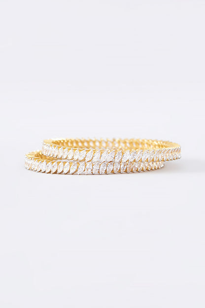 Gold Finish CZ Bangle In Sterling Silver
