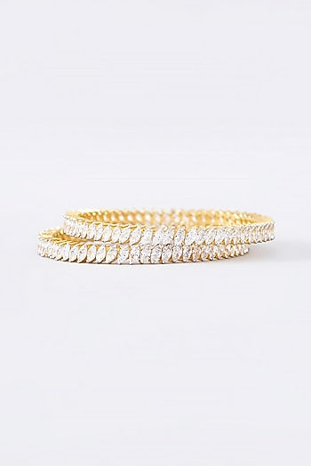 Gold Finish CZ Bangle In Sterling Silver