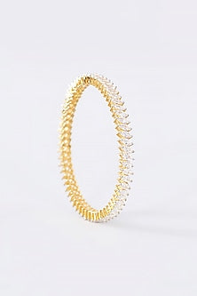 Gold Finish CZ Bangle In Sterling Silver