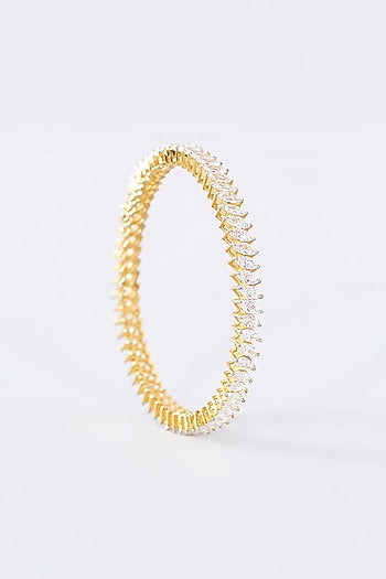 Gold Finish CZ Bangle In Sterling Silver