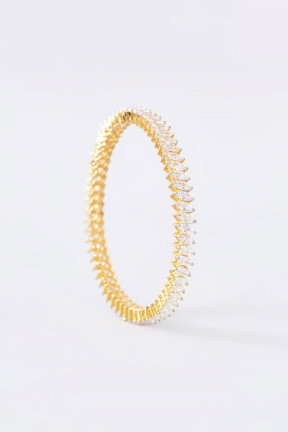 Gold Finish CZ Bangle In Sterling Silver
