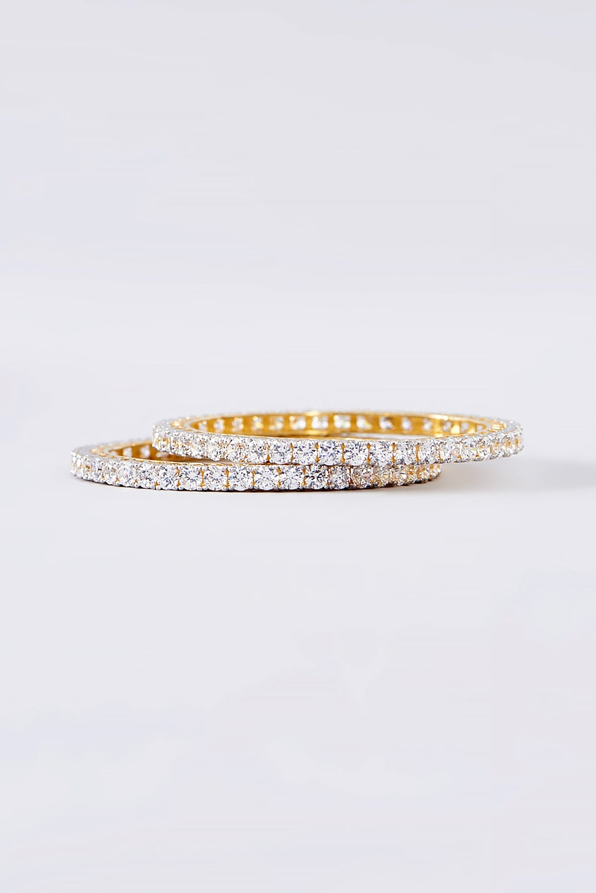 Gold Finish CZ Bangle In Sterling Silver