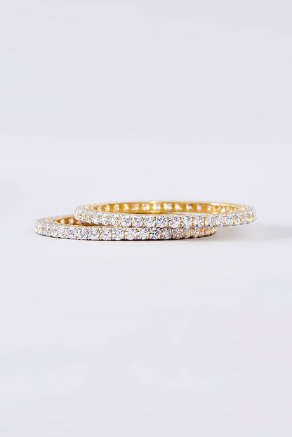 Gold Finish CZ Bangle In Sterling Silver
