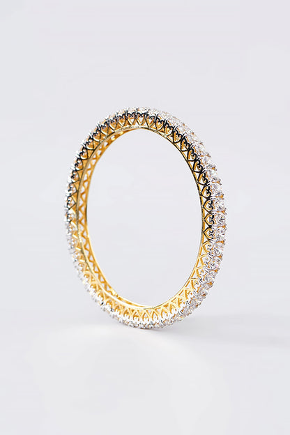 Gold Finish CZ Bangle In Sterling Silver