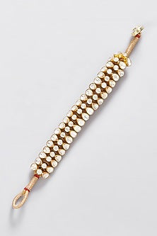 Gold Finish Moissanite Polki Bracelet In Sterling Silver