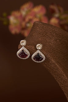 Gold Finish Moissanite Polki & Eurostar CZ Pendant Necklace Set In Sterling Silver