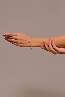 Rose Gold Finish Zircon Bracelet In Sterling Silver