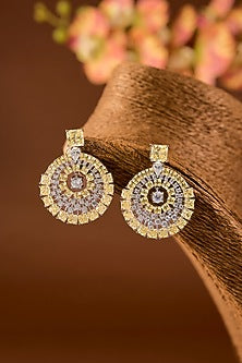 White Finish Zircon & Yellow Stone Necklace Set In Sterling Silver