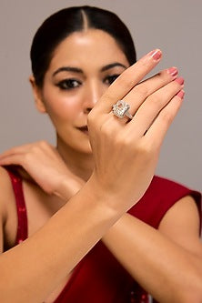 White Finish Zircon Ring In Sterling Silver