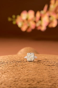 White Finish Zircon Ring In Sterling Silver