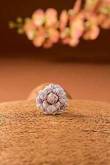 White Finish Zircon Ring In Sterling Silver