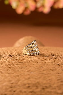 White Finish Zircon Ring In Sterling Silver