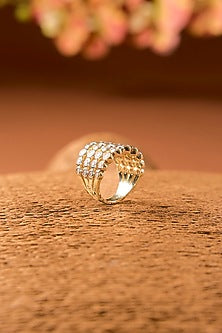 White Finish Zircon Ring In Sterling Silver