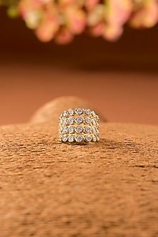 White Finish Zircon Ring In Sterling Silver