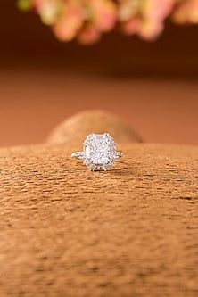 White Finish Zircon Ring In Sterling Silver