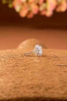 White Finish Zircon Ring In Sterling Silver
