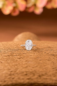 White Finish Zircon Ring In Sterling Silver