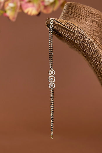 Yellow Gold Finish Eurostar Swarovski & Black Onyx Pearl Openable Bracelet In Sterling Silver