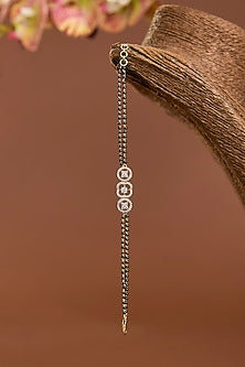 Yellow Gold Finish Eurostar Swarovski & Black Onyx Pearl Openable Bracelet In Sterling Silver