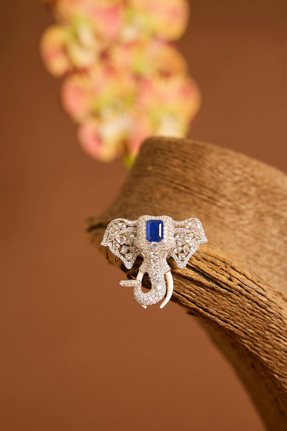 White Gold Finish Swarovski & Sapphire Brooch Cum Pendant In Sterling Silver