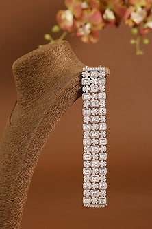 White Gold Finish Eurostar Swarovski Bracelet In Sterling Silver