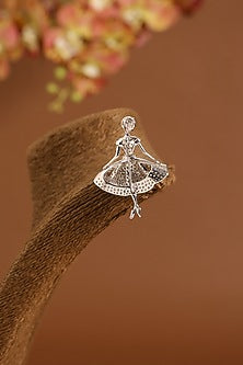 White Gold Finish Swarovski & Yellow Sapphire Brooch Cum Pendant In Sterling Silver