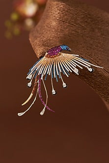 White Finish Zircons & Ruby Stone Brooch