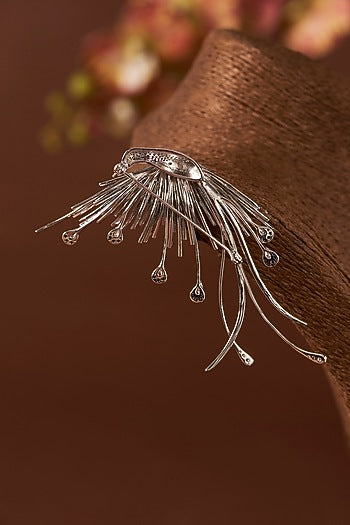 White Finish Zircons & Ruby Stone Brooch