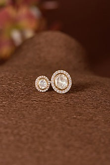 Gold Finish Moissanite Polki Ring In Sterling Silver