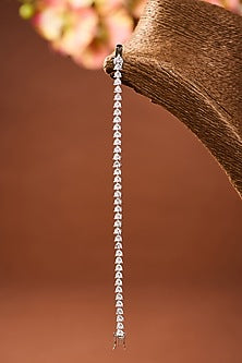White Gold Finish Eurostar Zircon Bracelet In Sterling Silver