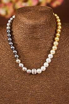 White Gold Finish Eurostar Zircon & Black Onyx Necklace In Sterling Silver
