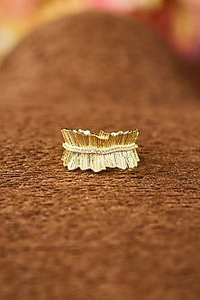 Yellow Gold Finish Eurostar Zircon Ring In Sterling Silver