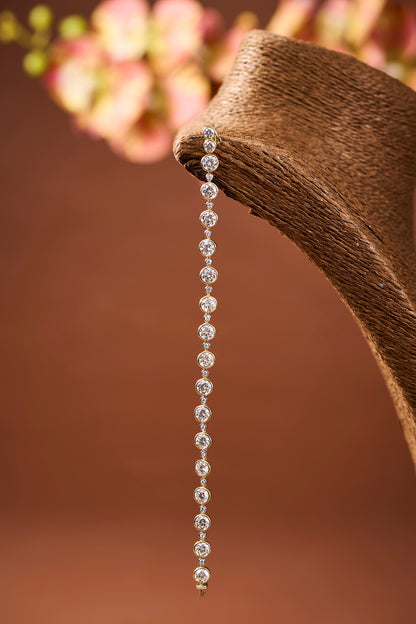 Yellow Gold Finish Eurostar Zircon Bracelet In Sterling Silver
