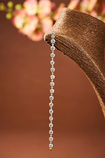 Yellow Gold Finish Eurostar Zircon Bracelet In Sterling Silver