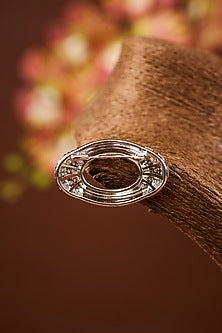 Yellow Gold Finish Eurostar Zircon Black Enameled Brooch In Sterling Silver